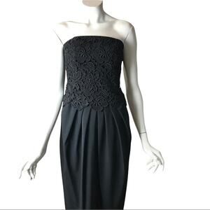Joan Leslie Evenings Strapless Lace Womens Black Dress Size 6